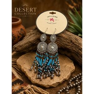 Idyllwind Miranda Lambert Concho Fringe Earrings Turquoise Western Boho NWT